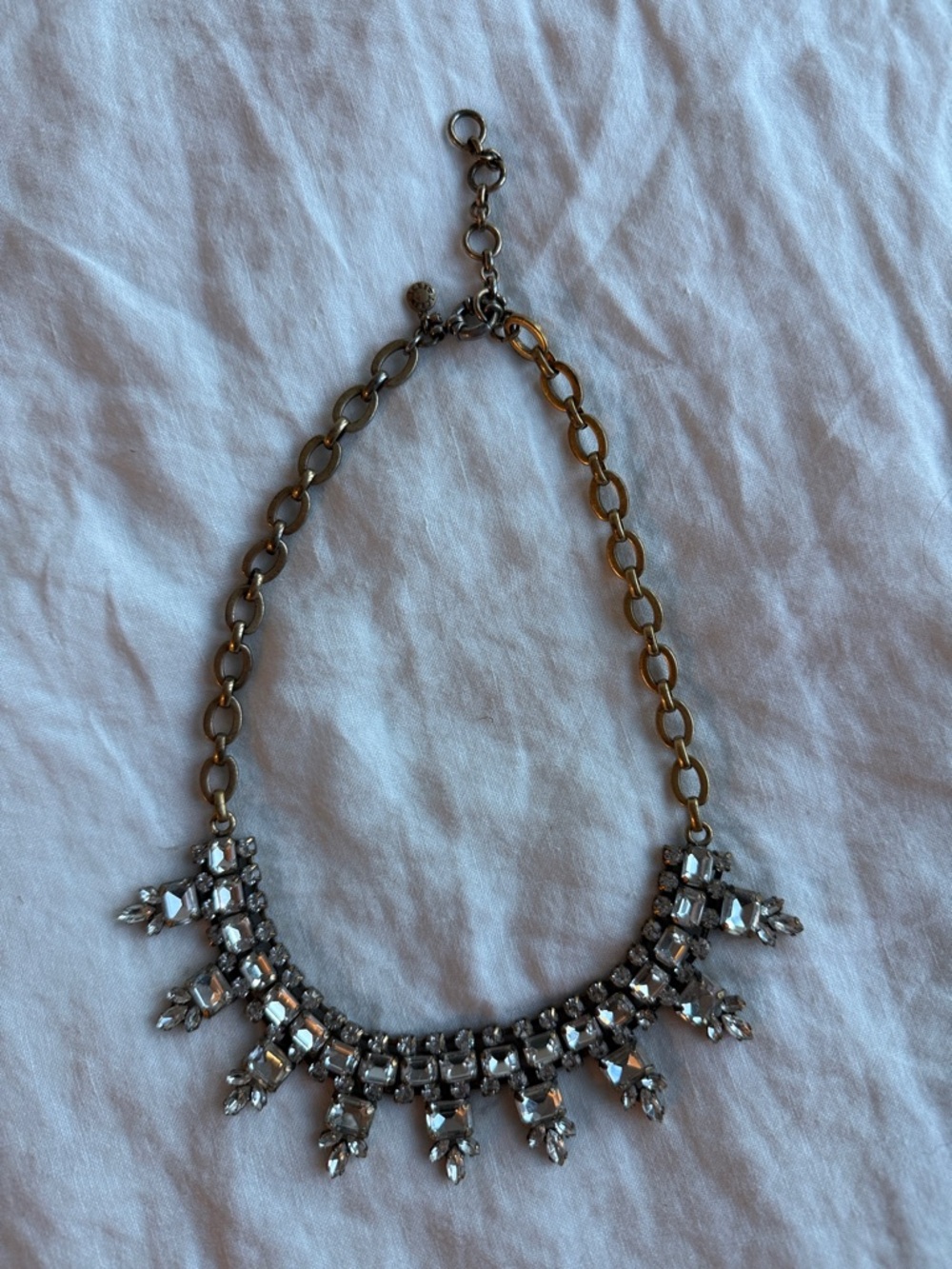J. Crew Silver Crystal Fringe Necklace